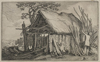TvB G 0233
<br/>
Heuvelachtig landschap met een man bij een vervallen schuur
<br/>
<em>Bloemaert, Frederick (1614/17 -1669)</em>